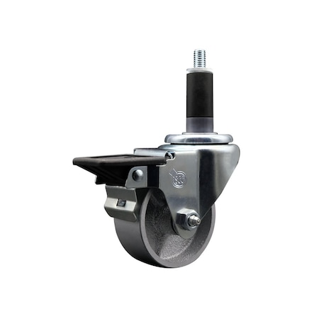Service Caster 3'' Semi Steel Swivel 1-1/8'' Expanding Stem Caster with Brake SCC-EX20S315-SSR-PLB-118